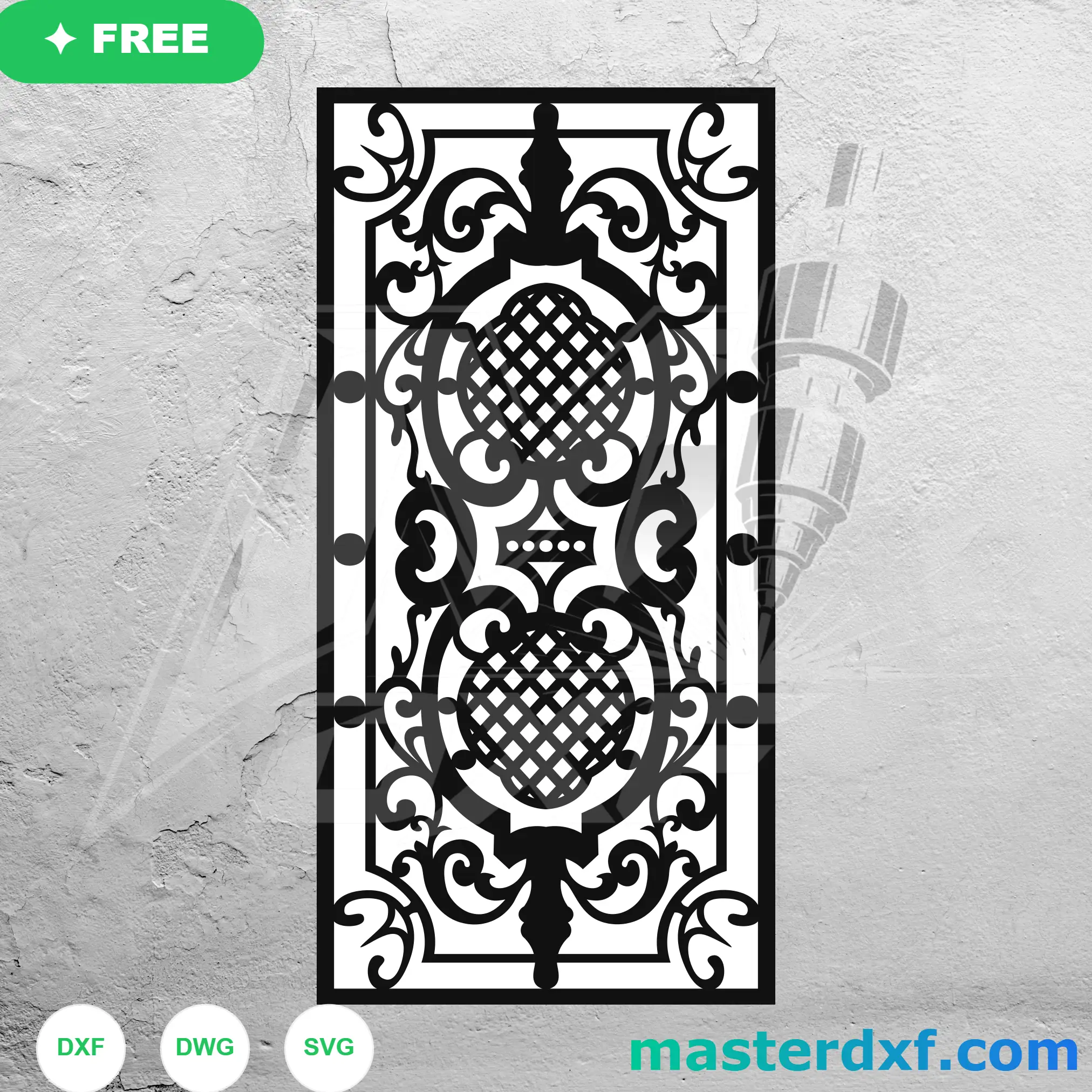 Ornate Medallion Cross DXF Panel for Formal Entryways DXF File
